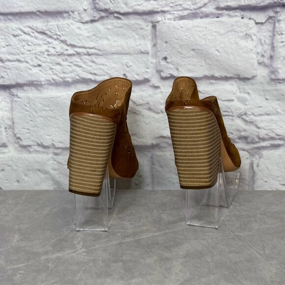 BCBGeneration Carmen Brown Laser Cut Faux Suede Mules - Picture 4 of 6